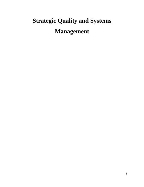 Strategic Quality and Systems Management_1