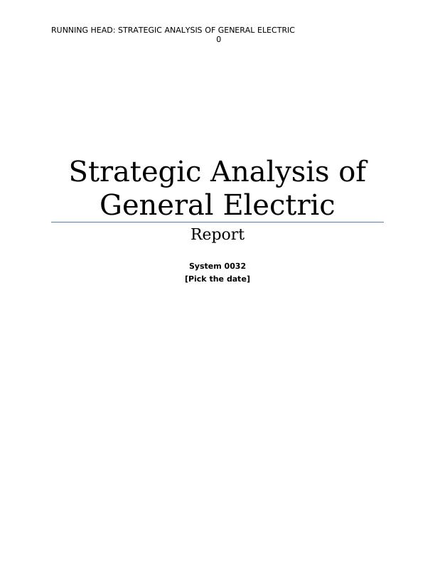 Strategic Analysis of General Electric  Report 2022_1