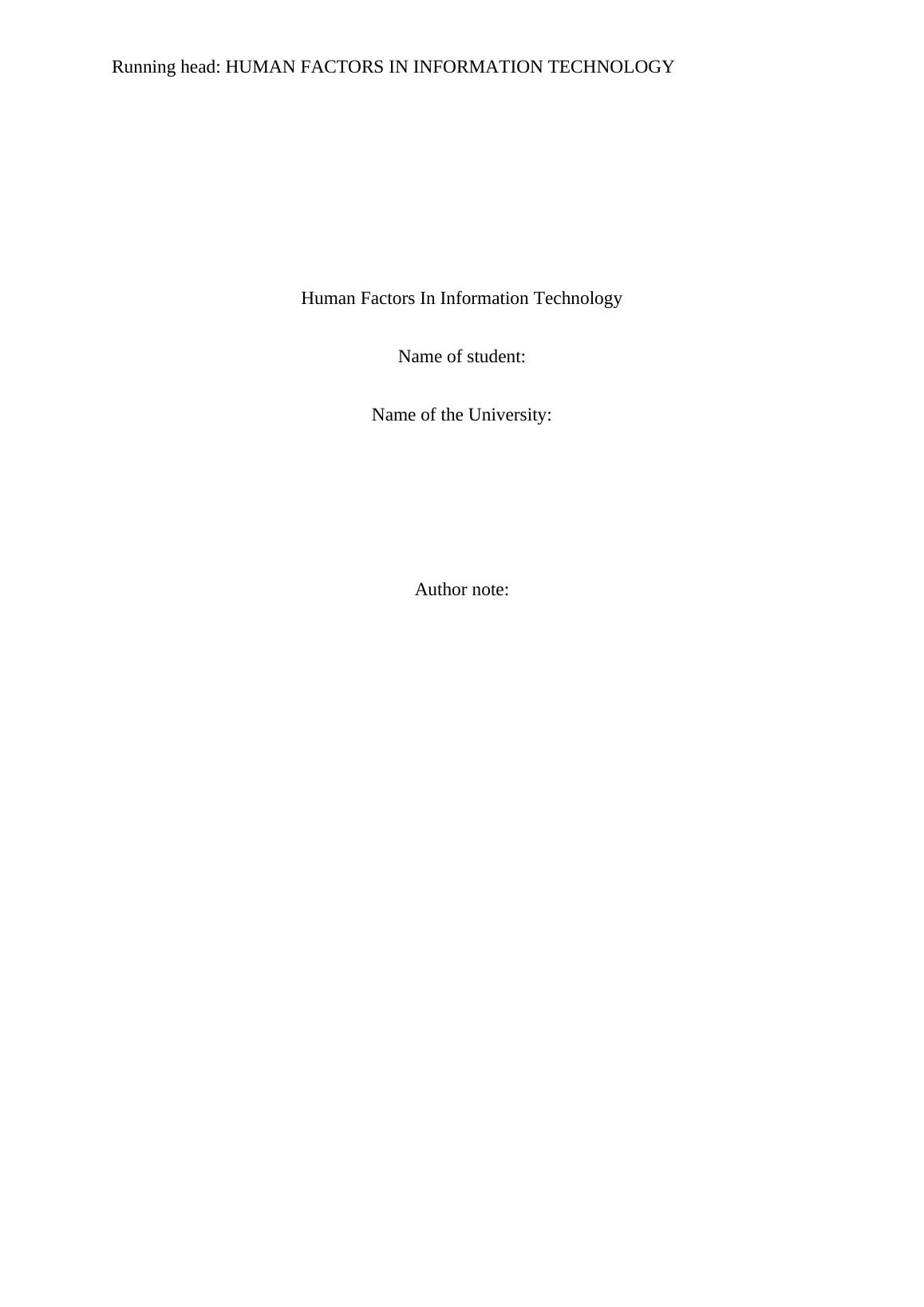 Human Factors in Information Technology Assignment_1
