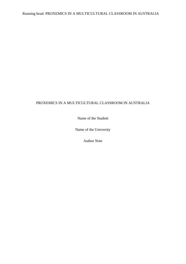 REPORTS ON PROXEMICS IN A MULTICULTURAL CLASSROOM IN AUSTRALIA_1