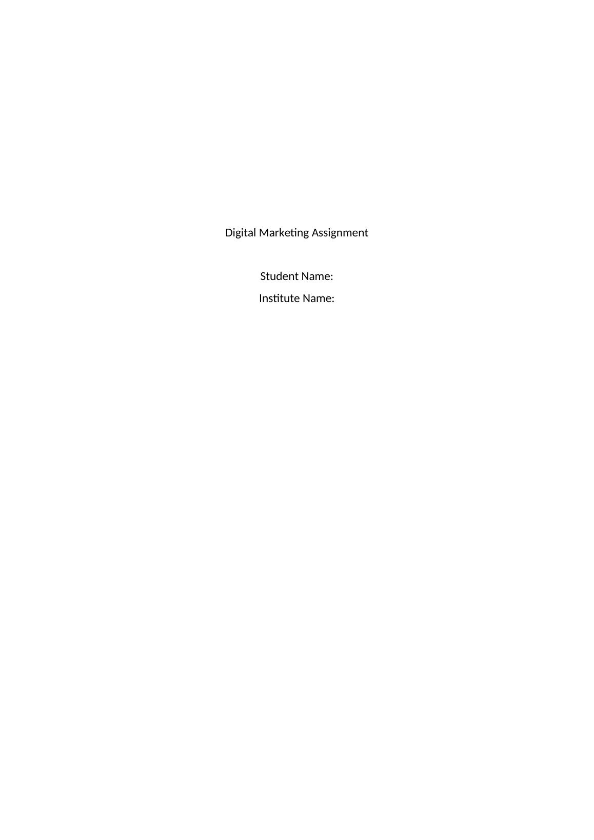 assignment on digital marketing pdf