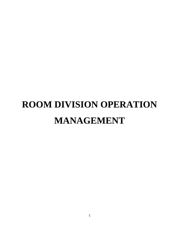 Room Division Operation Management_1