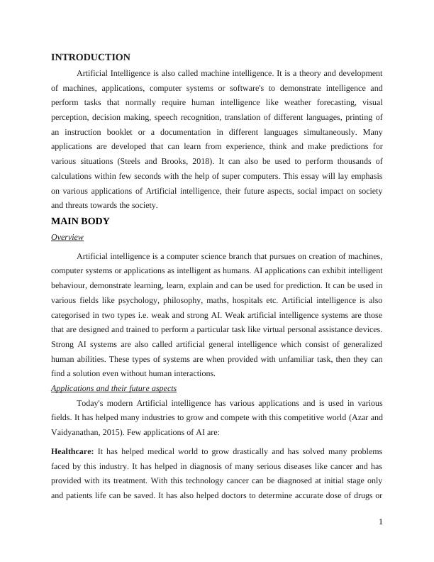 Applications of Artificial Intelligence Essay_3