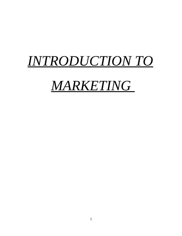 Introduction to Marketing - Assignment_1
