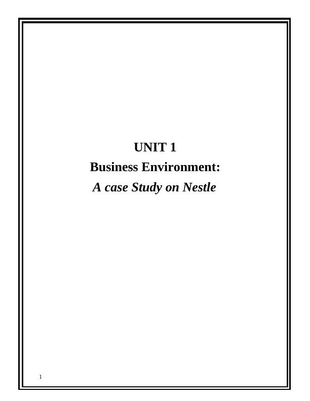 Report On NESTLE | Different Nature Of Business_1