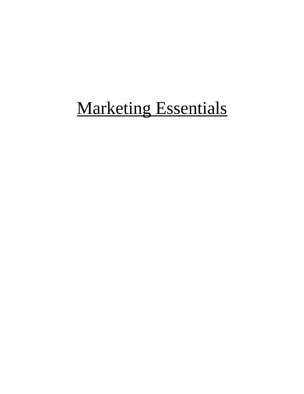 Marketing Essentials -  TK Max Assignment_1