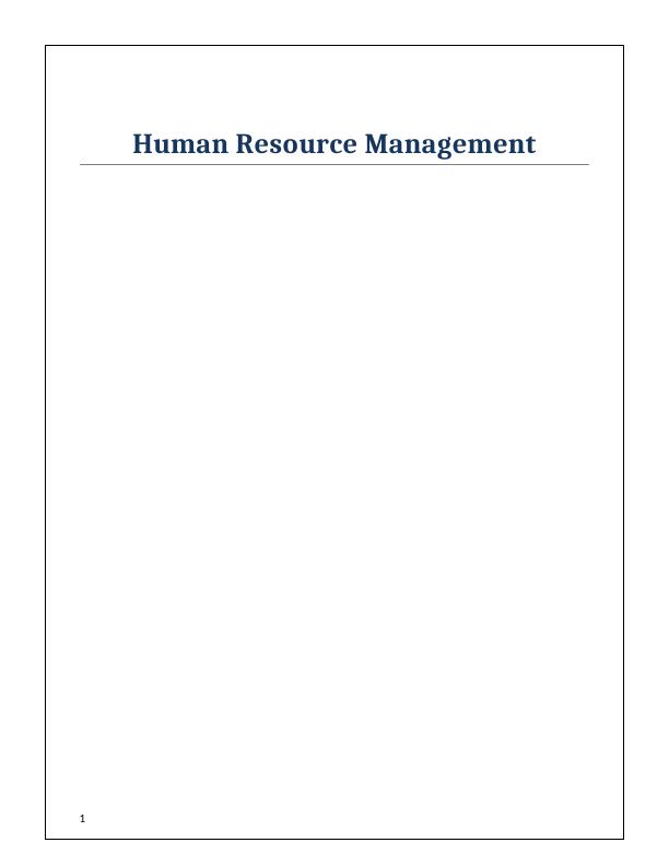 Human Resource Management -  Whole Foods Market Assignment_1