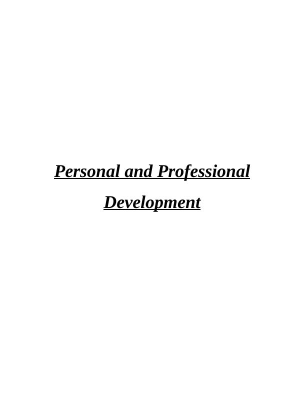 Personal and Professional Development - Assignment Solved_1