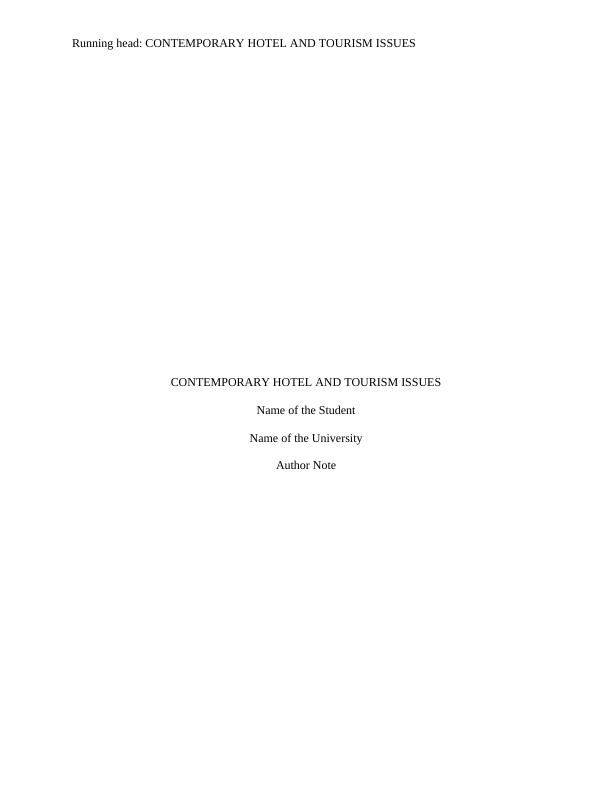 Contemporary Issues and Phenomenon in the Hospitality_1