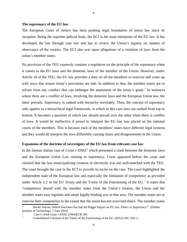 Development of Doctrine of Supremacy of EU Law by ECJ_4