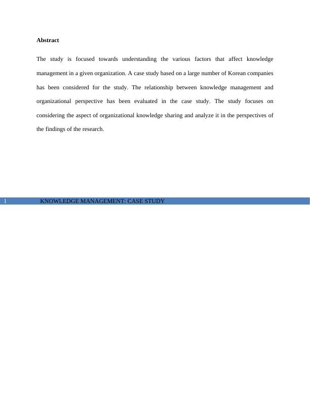 Knowledge Management Case Study