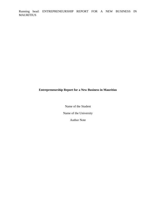 MKTM033: The Entrepreneurship Report_1