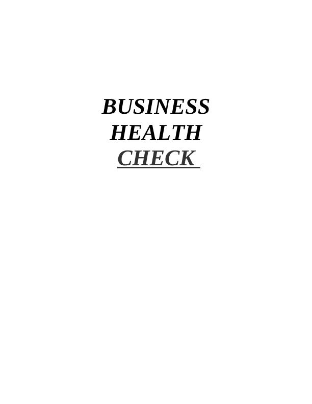 Business Health Check -  Sample Assignment_1