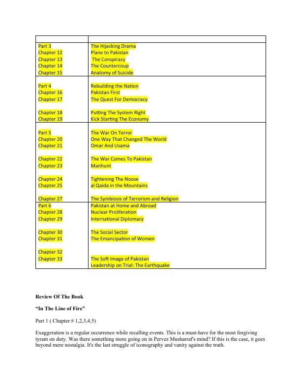 Critical Analysis: Pervez Musharraf's 'In the Line of Fire'