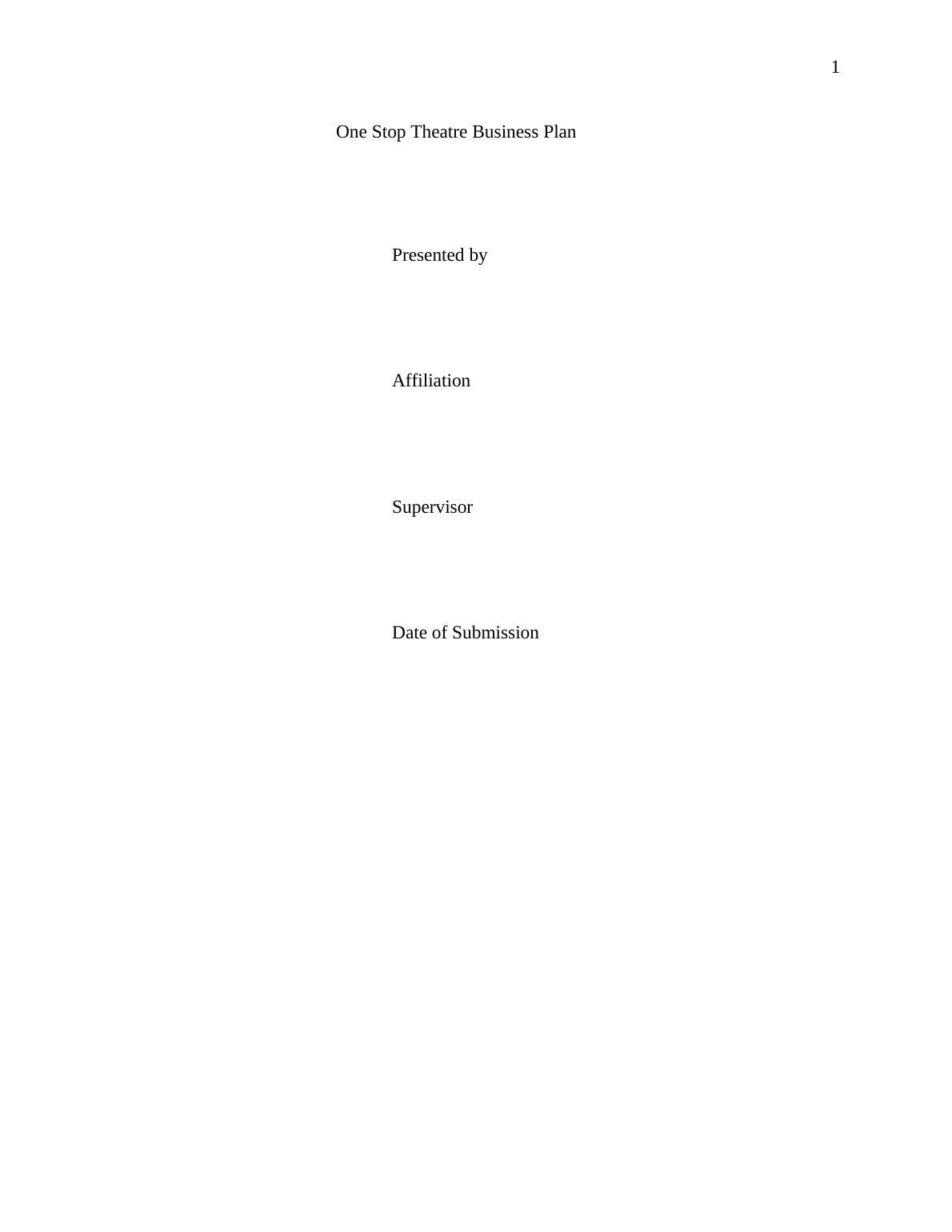 Business Plan  -  Assignment Sample PDF_1