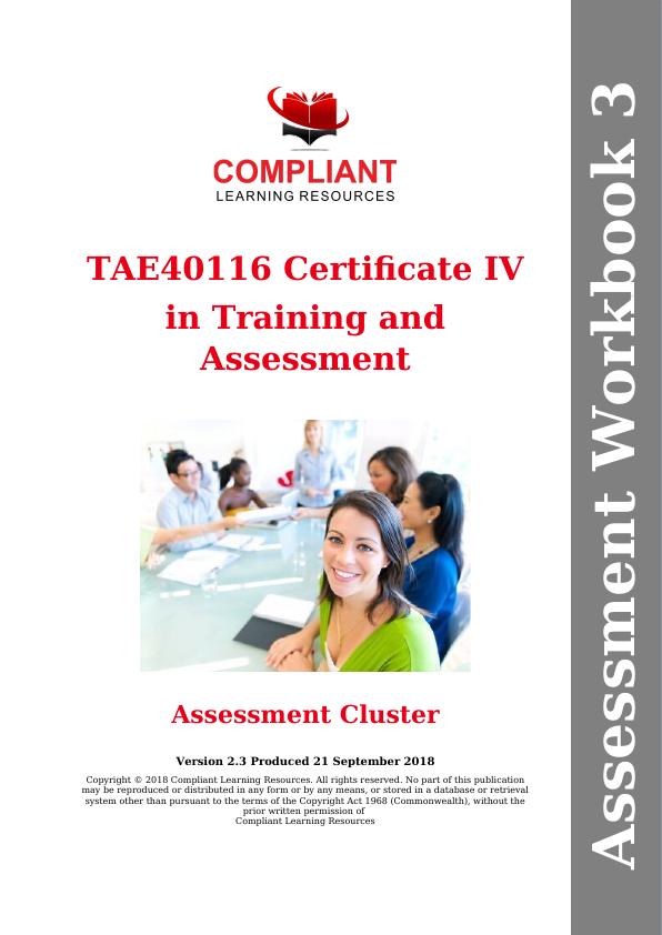 Assessment Workbook 3 - TAE40116 Certificate IV_1