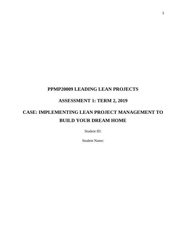 PPMP20009: Leading Lean Projects Assignment_1