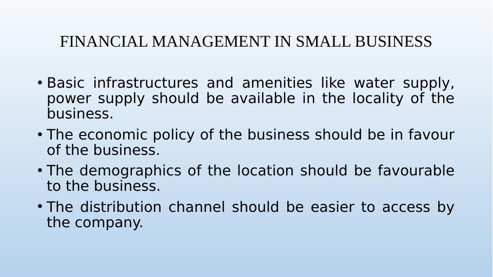 Financial Management In Small Business