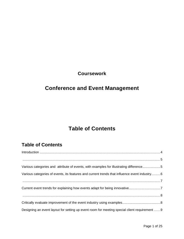 Coursework Conference and Event Management Introduction 4 5 Various categories of events, its features and current trends that influence event industry_1