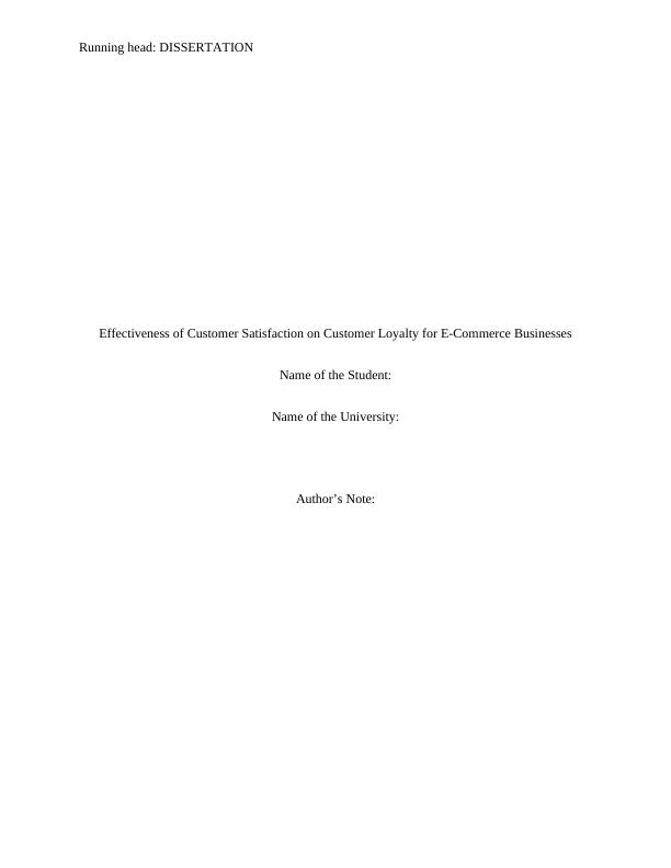 Effectiveness of Customer Satisfaction on Customer Loyalty for E-Commerce Businesses_1