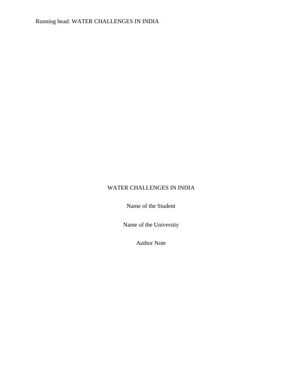 Water Challenges in India - Doc_1