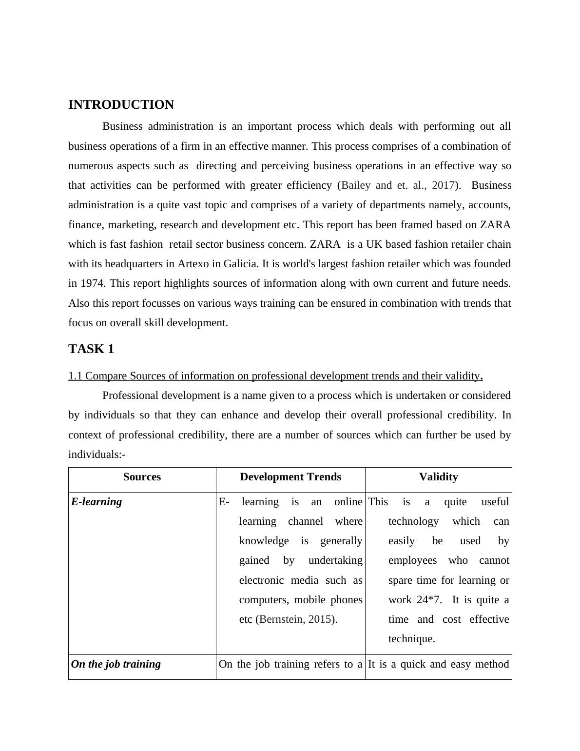Compare Sources of information on professional development trends and