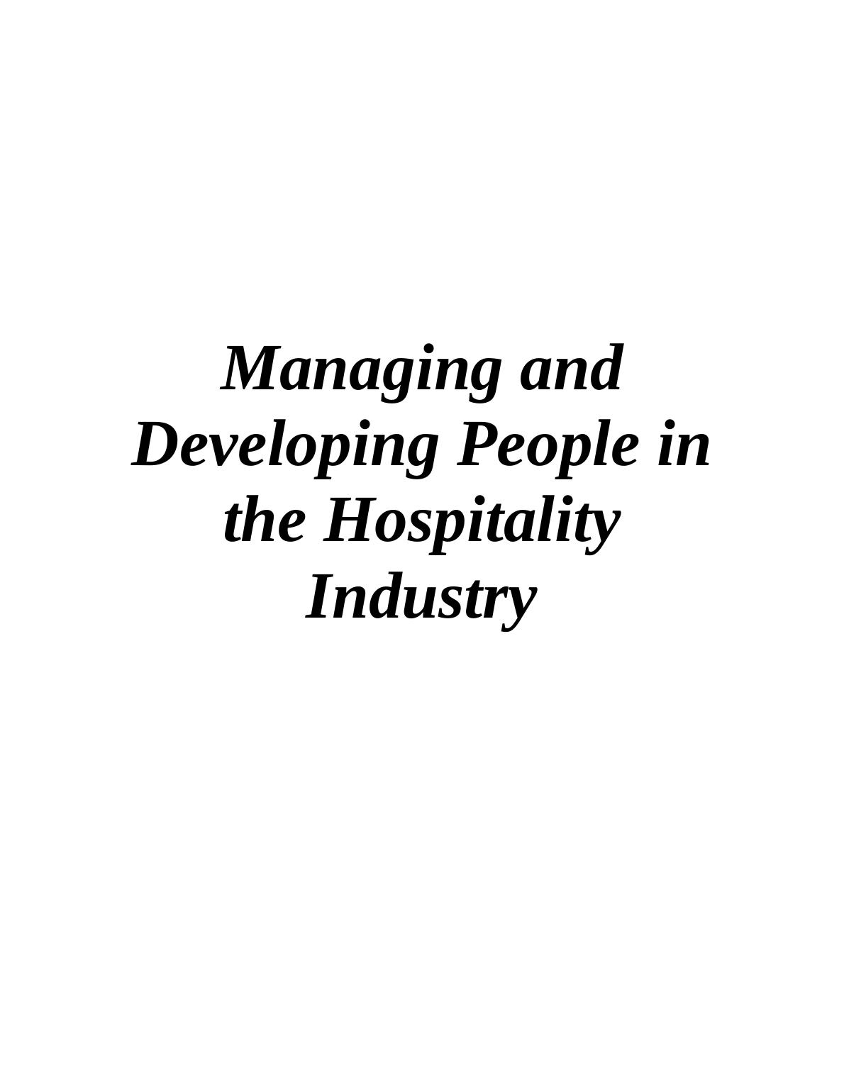 Managing and Developing People in the Hospitality Industry_1
