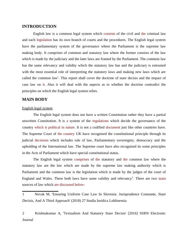 English Legal System: Doctrine of Stare Decisis_3