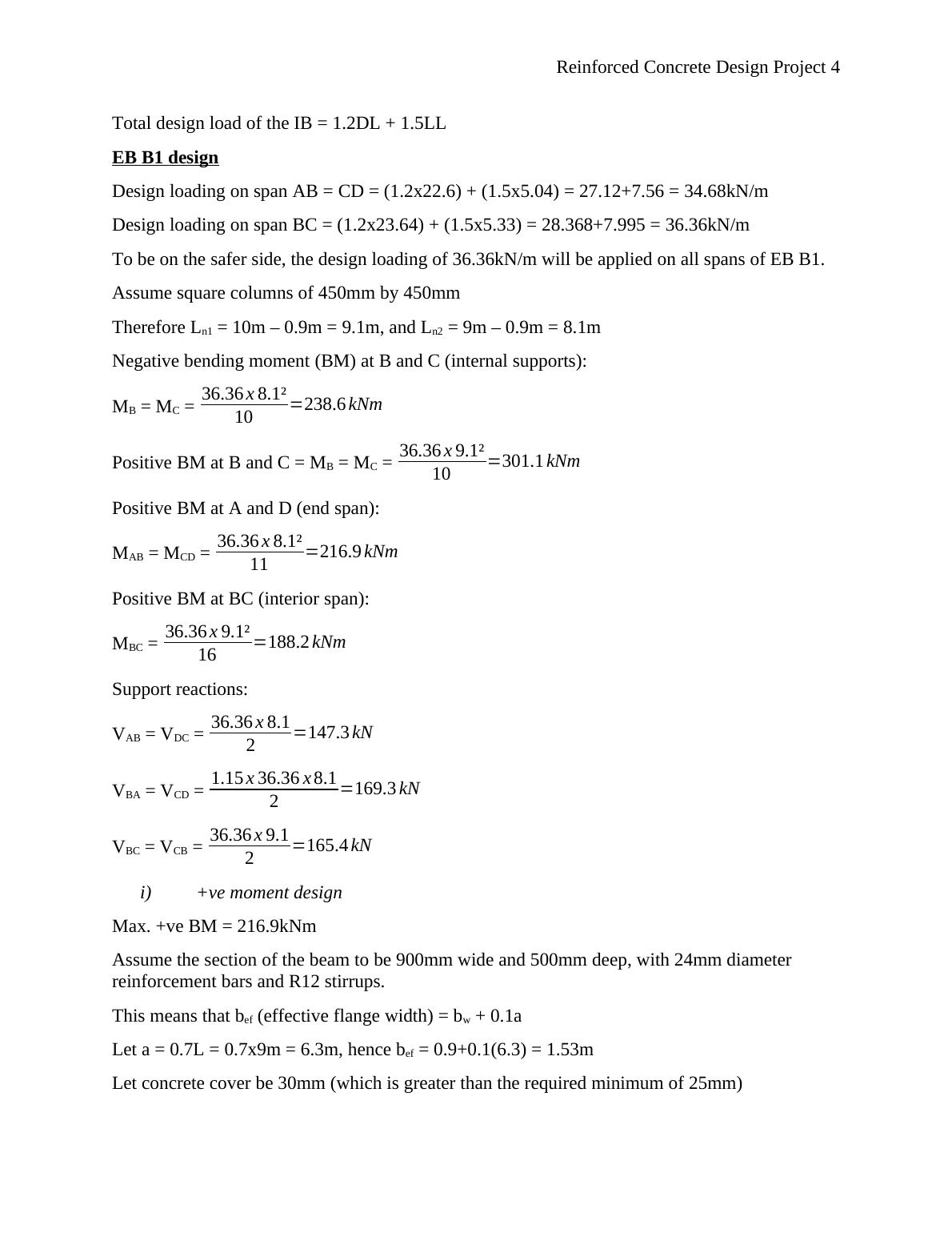 Reinforced Concrete Design Project - Loading and Beam Design