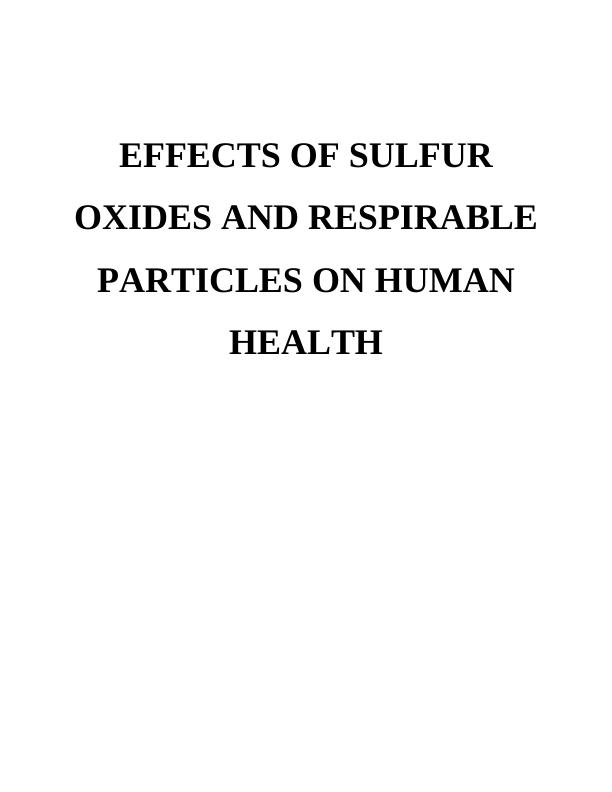 Effect of Sulfur Dioxide and Other Air Pollutants on Human Health (Doc)_1