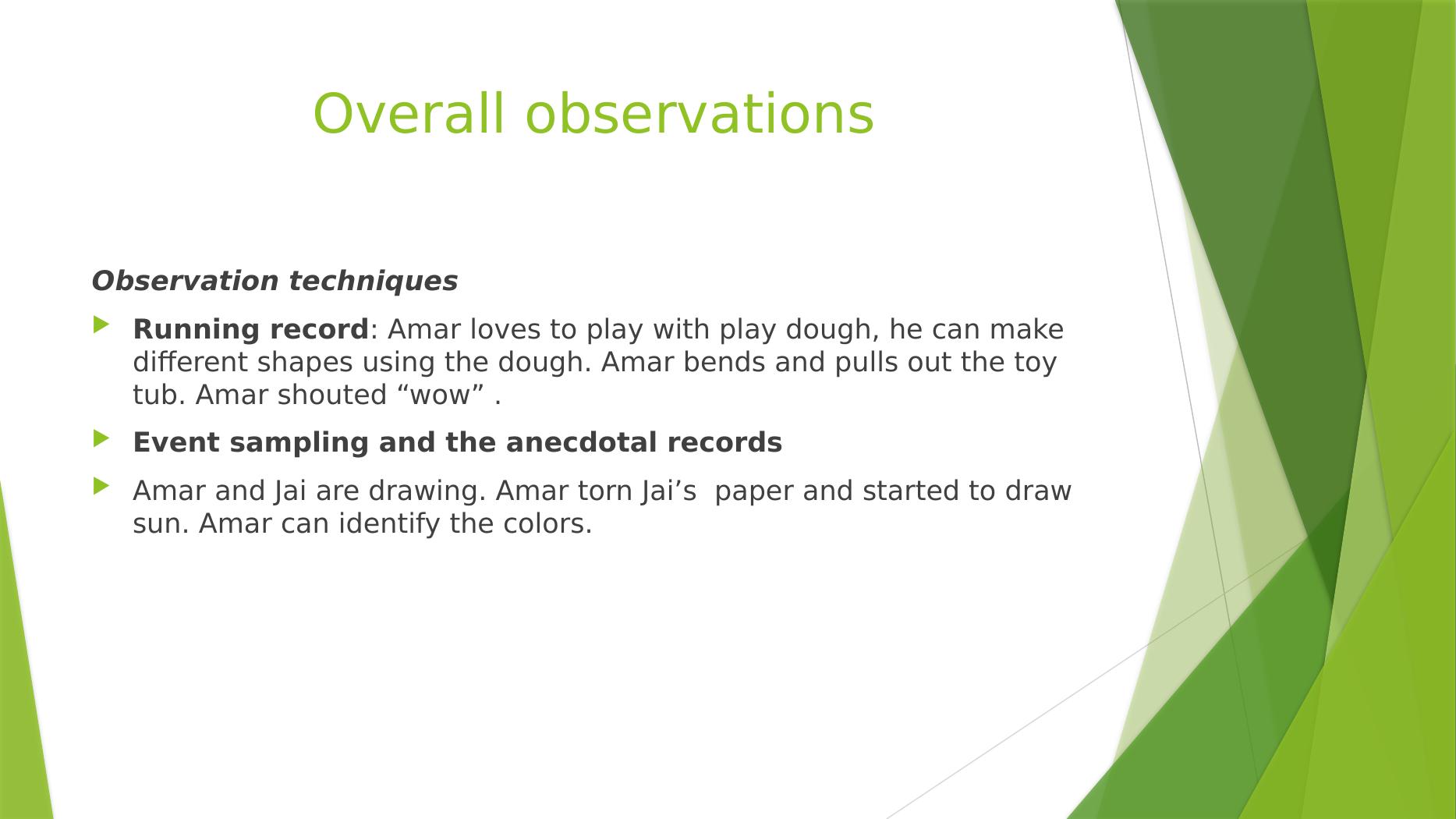 Amar Singh : Playing with play dough. Anecdotal Record_3