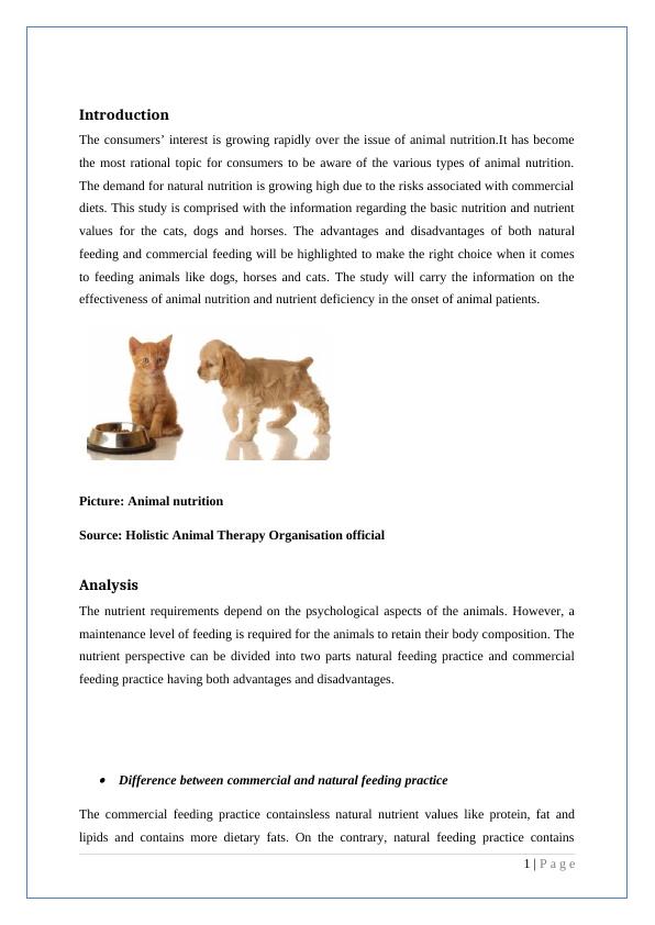 Animal Nutrition Assignment PDF