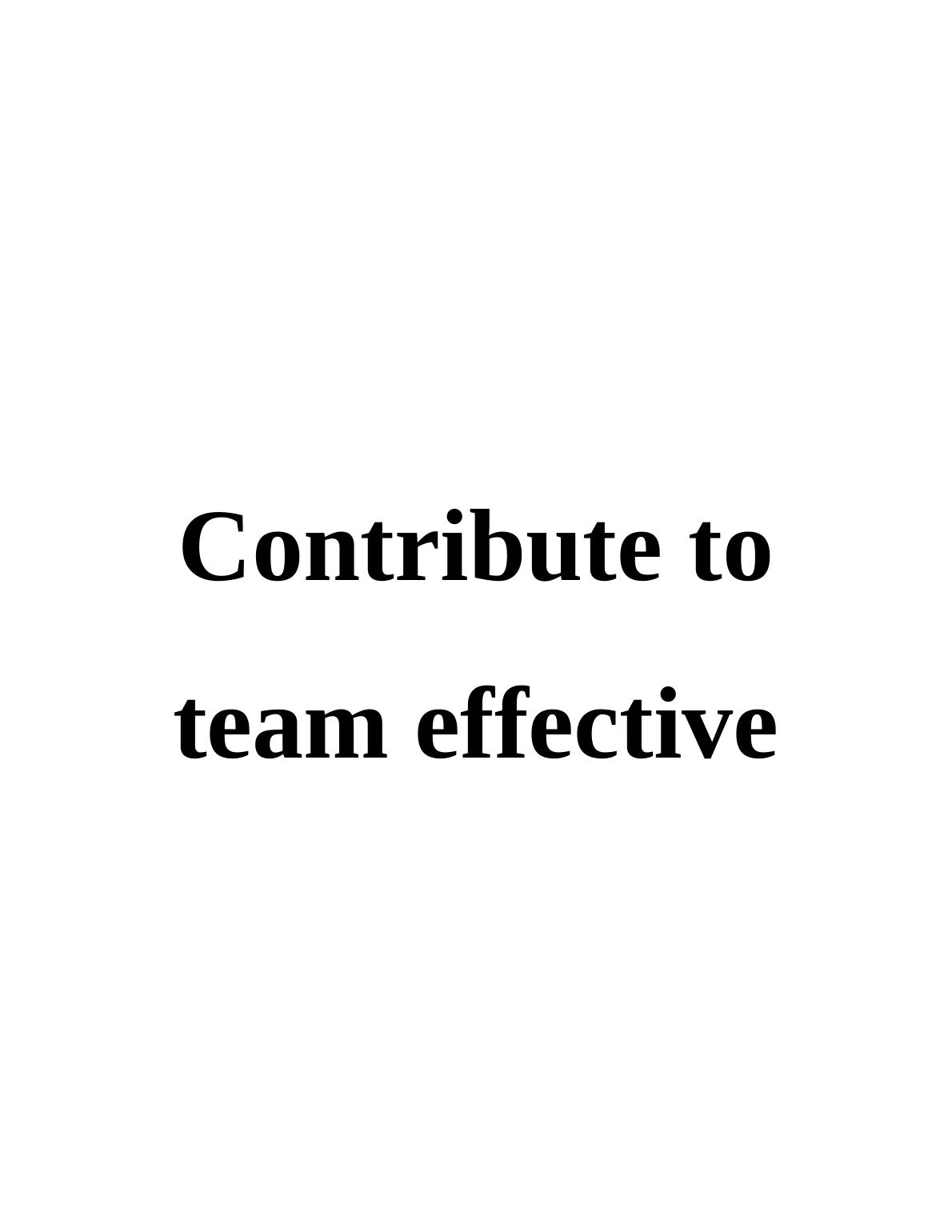 Assignment on Contribute to Team Effective_1