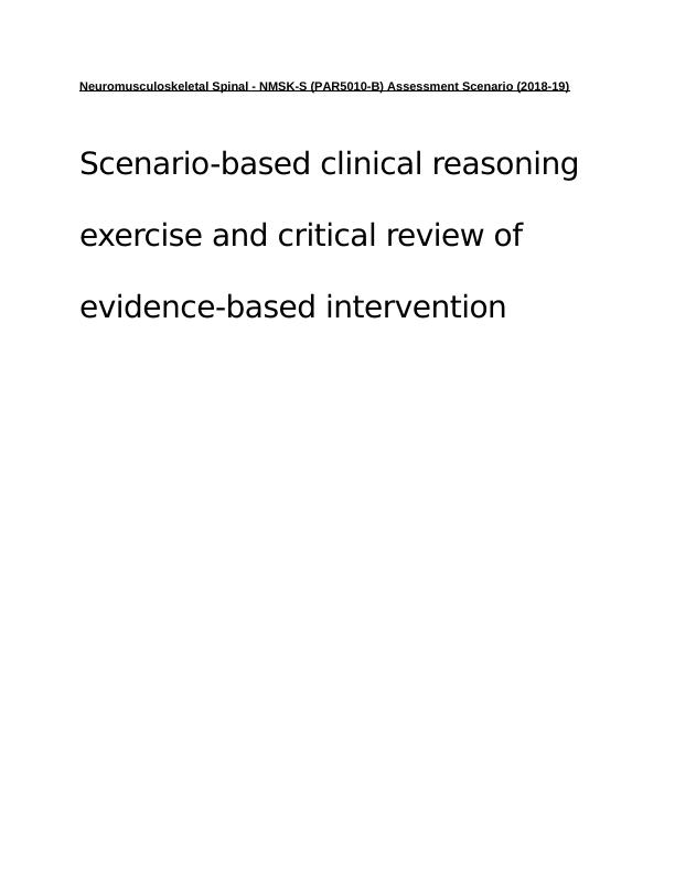 Evidence-Based Intervention for Low Back Pain: A Critical Review_1