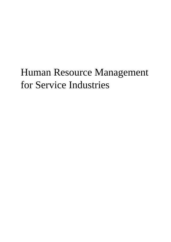 Human Resource Management for Service Industries Assignment Solved_1