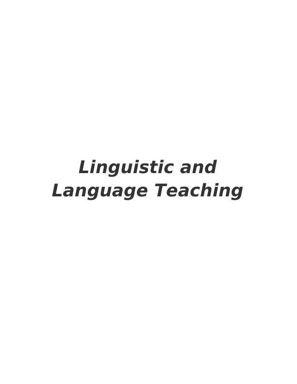 Linguistic and Language Teaching Assignment_1