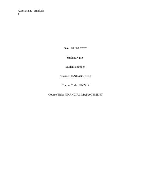 ASSESSMENT | FINANCIAL MANAGEMENT_1