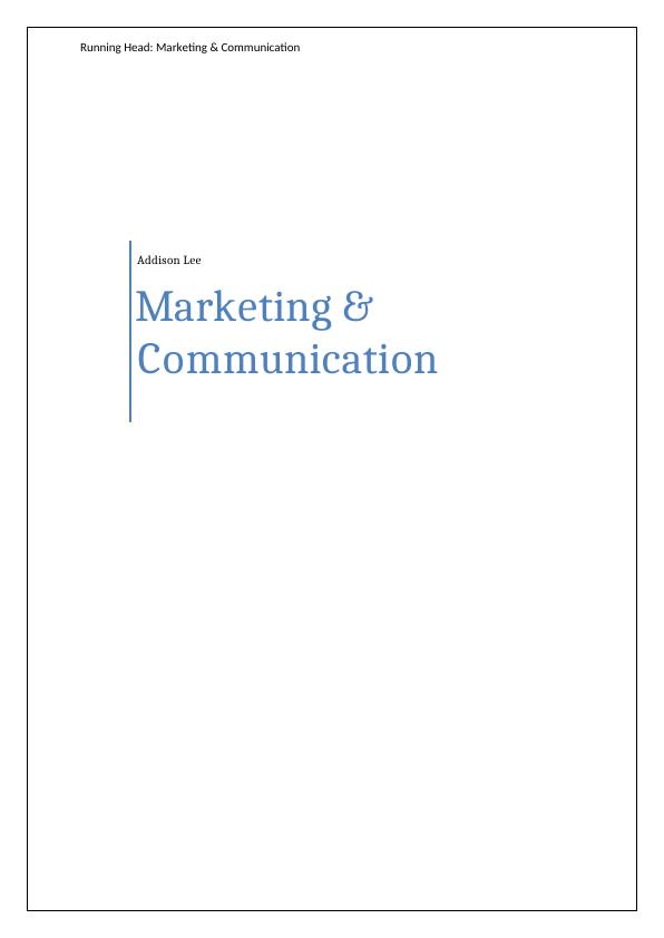 Report on Marketing & Communication of Addison Lee_1