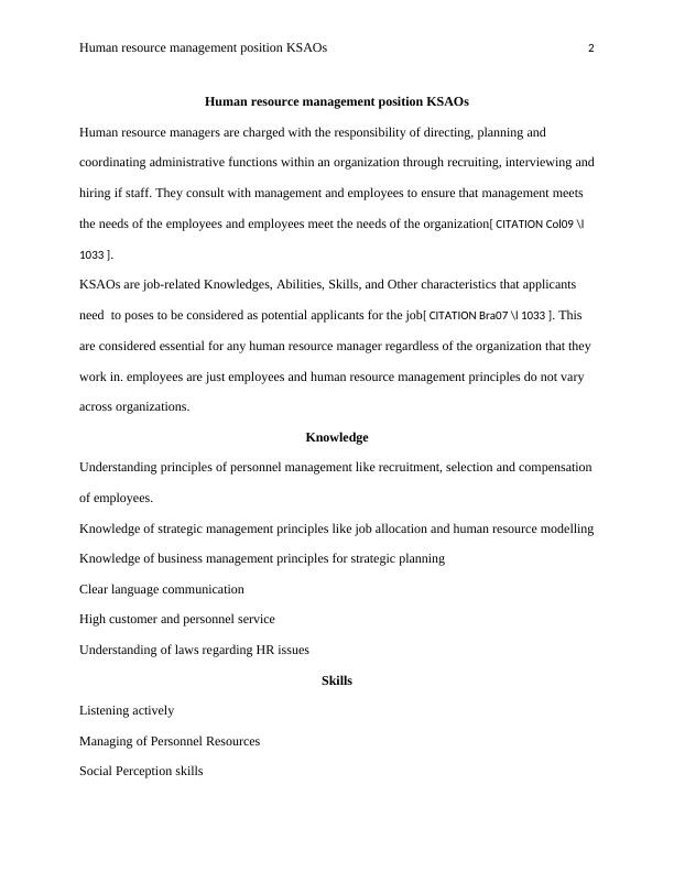 Human Resource Management Position KSAOs_2
