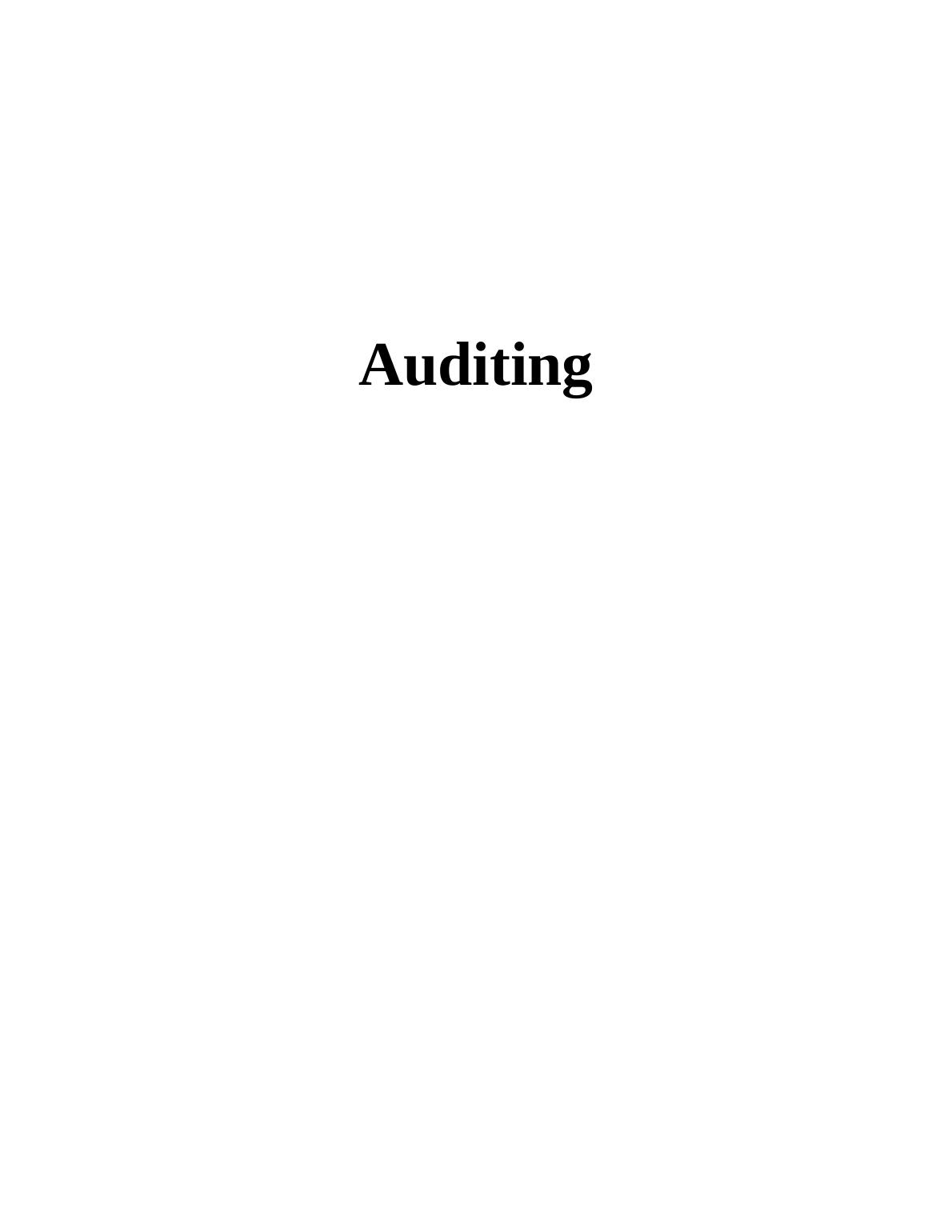 Concept of Auditing - Assignment_1