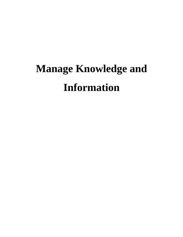 Manage Knowledge and Information: Assignment_1