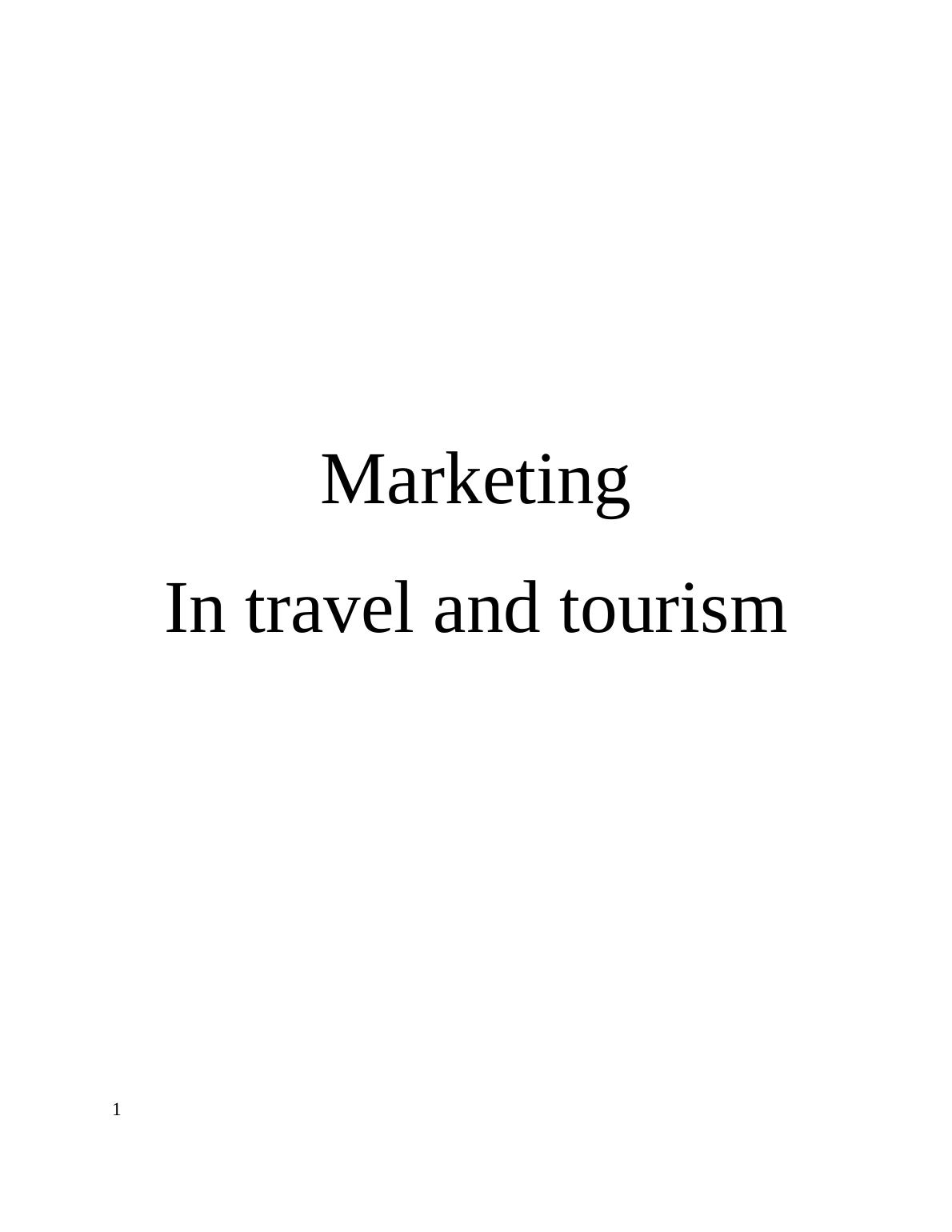 Marketing Planning at Thomas Cook Group : Report_1