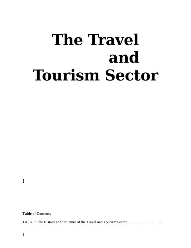 Travel & Tourism Industry Structure | Assignment_1