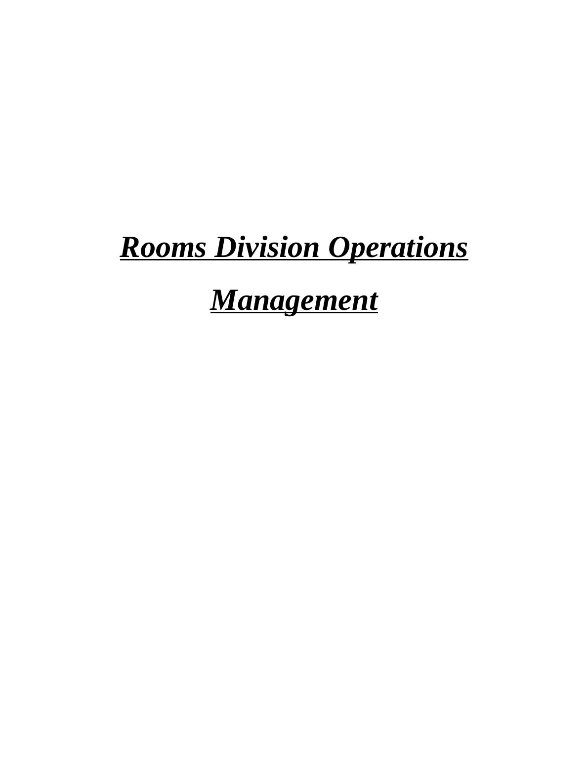 Rooms Division Operations Management Clientele Hotel_1