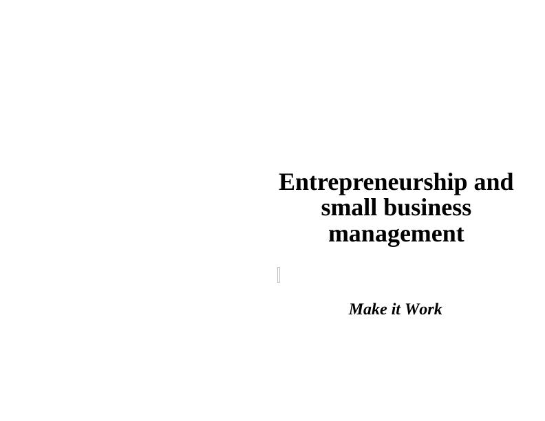 [PDF] Entrepreneurship and Small Business Management | Assignment Solution_1