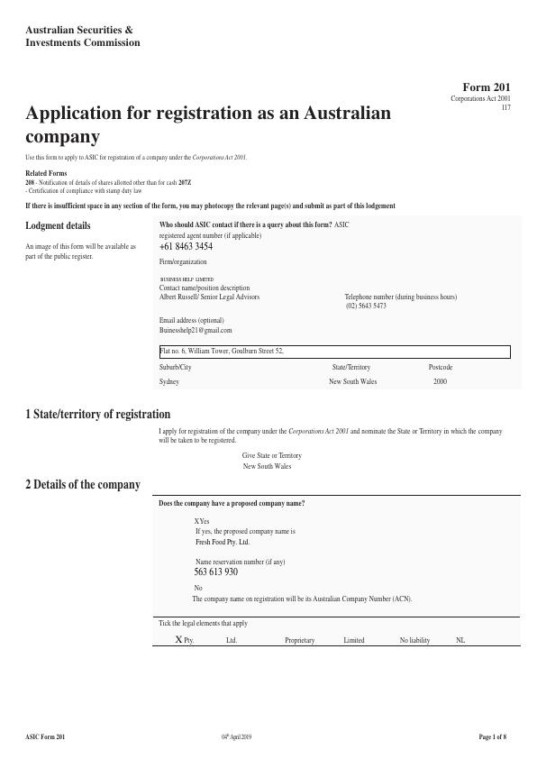 Application for Registration as an Australian Company_1