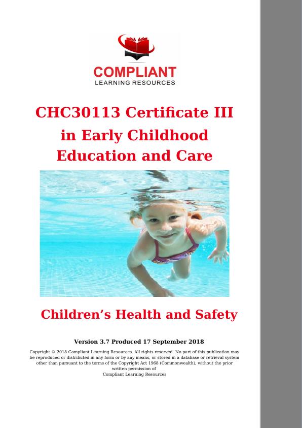 CHC30113 Certificate III In Early Childhood Education And Care ...