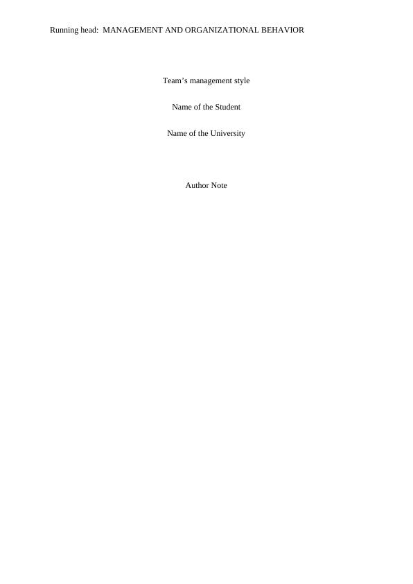 Report on Management and Organizational Behavior_1
