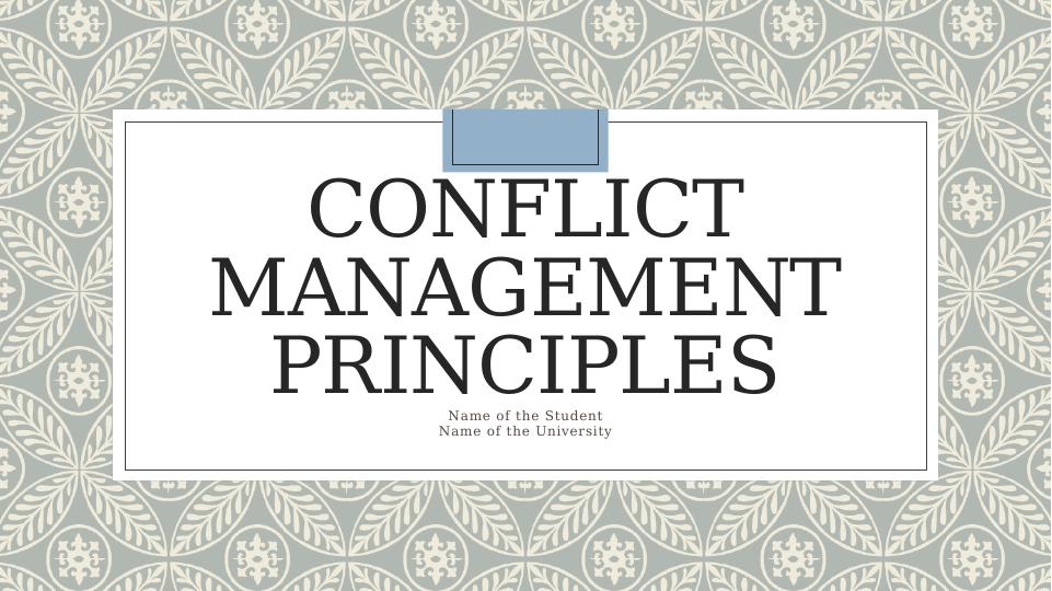 Conflict Management Principles And Strategies