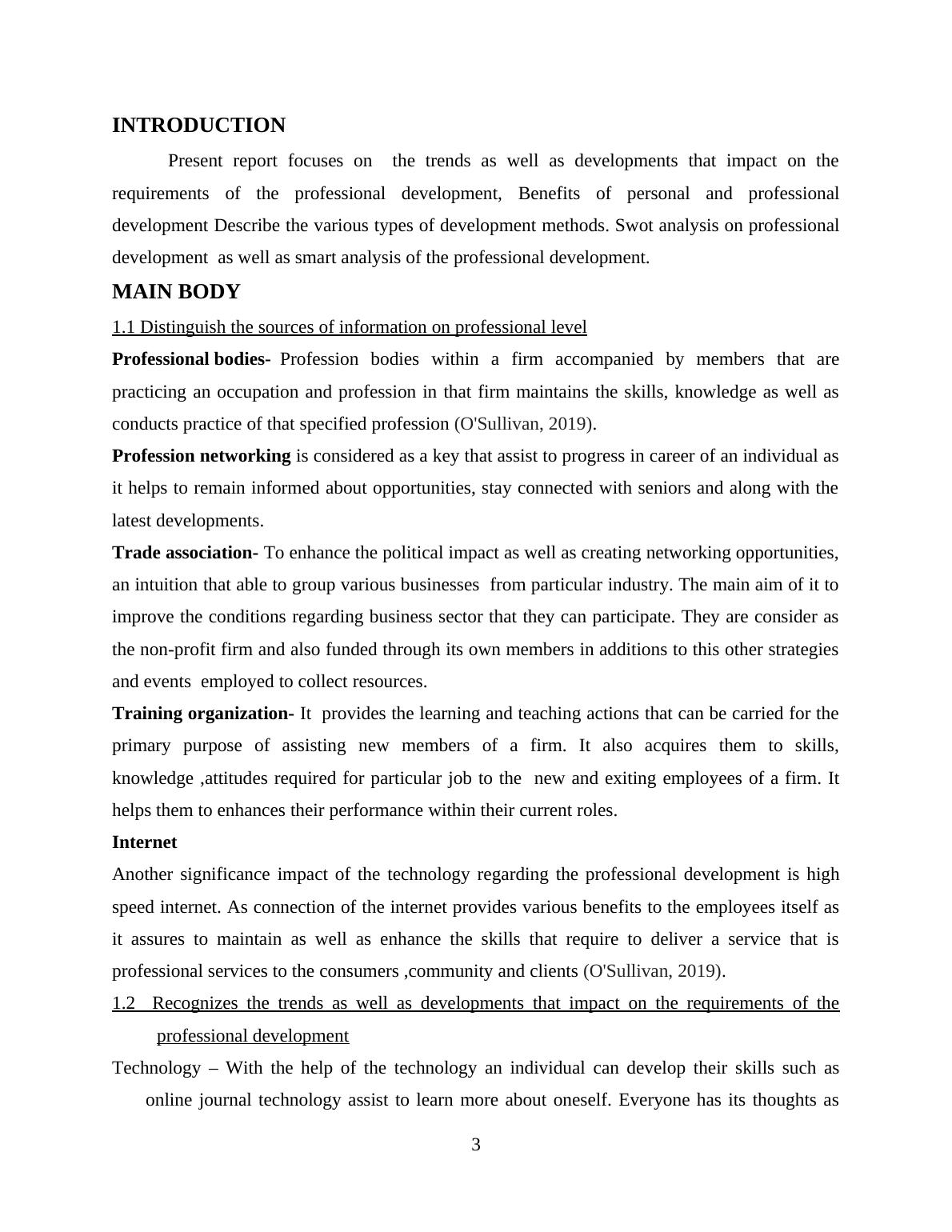 Trends and Developments in Professional Development